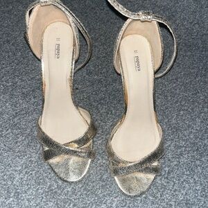 Papaya Glittering Silver Cross-Strap Heels